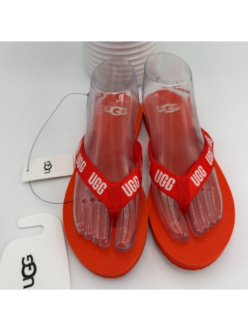 UGG Graphic 1106412 Flip-Flop Sandal Women's 8 Orange Textile Slip-On Thong